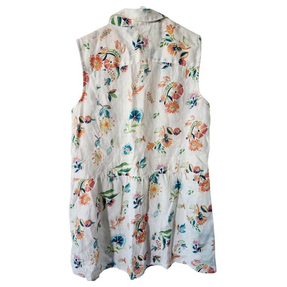 J. Jill Love Linen Button up Tank Blouse Oversized XS White Collared - Picture 2 of 7